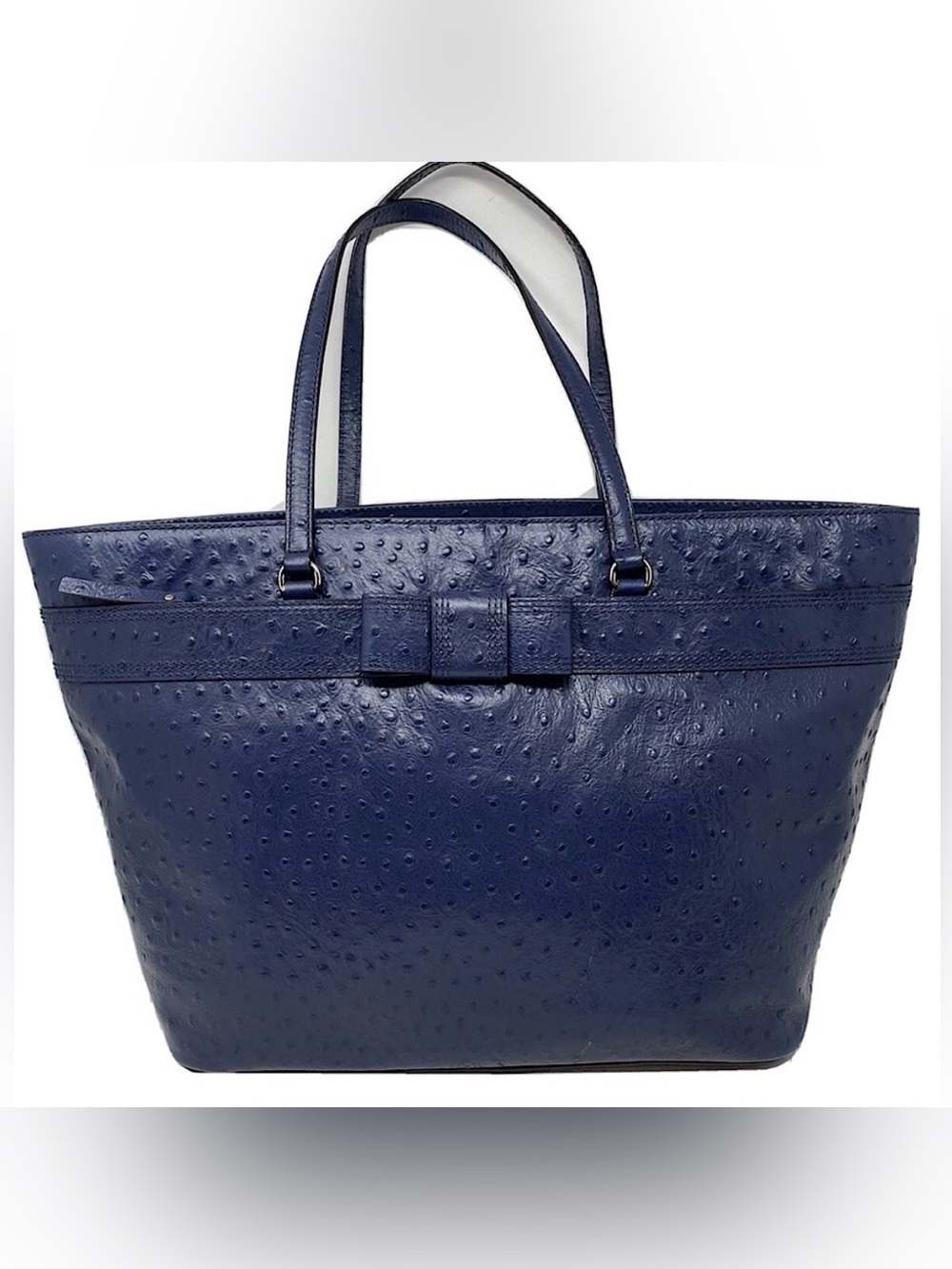 Kate Spade Navy Ostrich Harmony Valencia Road Embossed Large Travel Tote Bag
